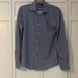 Nautica Men’s Navy and White Gingham Dress Shirt